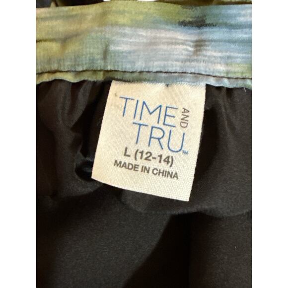 Time and Tru Women's Sunburst Pleated Mini Skirt Airy Chiffon Boho Size L Multi - Picture 6 of 8